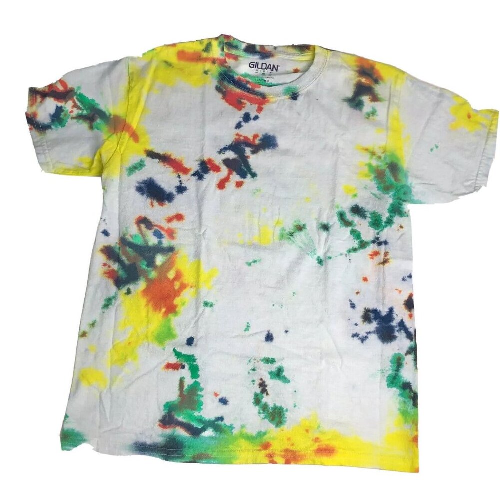 Gildan Youth M Tie-Dye T-Shirt Multicolor Short Sleeve 100% Cotton Casual Fun